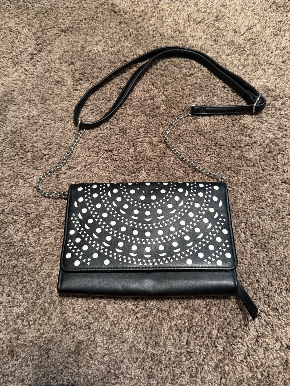 Max Studio Black Crossbody with White Circular Stud Pattern
